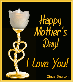 Click to get the codes for this image. This graphic features an animated candle in the shape of a flower with 2 hearts on the stem. The comment reads: Happy Mother's Day! I love You!
