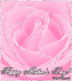 Click to get the codes for this image. This beautiful comment shows a close-up photo of a pink rose with silver glitter on the tips of each petal. The comment reads: Happy Mother's Day!