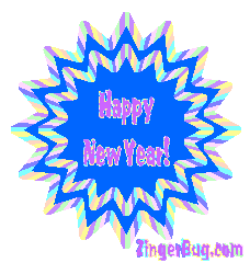 Click to get the codes for this image. Happy New Year Blue Starburst, New Years Day Free Image, Glitter Graphic, Greeting or Meme for Facebook, Twitter or any forum or blog.