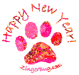 Happy New Year Color Shift Paw Print Glitter Graphic ...