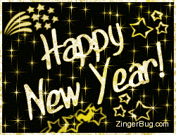 Click to get the codes for this image. Happy New Year Gold Stars, New Years Day Free Image, Glitter Graphic, Greeting or Meme for Facebook, Twitter or any forum or blog.
