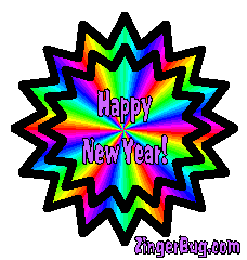 Click to get the codes for this image. Happy New Year Rainbow Starburst, New Years Day Free Image, Glitter Graphic, Greeting or Meme for Facebook, Twitter or any forum or blog.