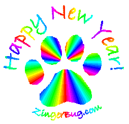 Click to get the codes for this image. Happy New Year Rainbow Paw Print, New Years Day Free Image, Glitter Graphic, Greeting or Meme for Facebook, Twitter or any forum or blog.