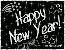 Click to get the codes for this image. Happy New Year Silver Stars, New Years Day Free Image, Glitter Graphic, Greeting or Meme for Facebook, Twitter or any forum or blog.