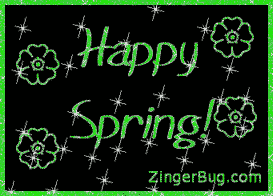 Click to get the codes for this image. Happy Spring Green Stars, Spring Free Image, Glitter Graphic, Greeting or Meme for Facebook, Twitter or any forum or blog.