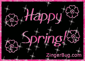 Click to get the codes for this image. Happy Spring Pink Stars, Spring Free Image, Glitter Graphic, Greeting or Meme for Facebook, Twitter or any forum or blog.