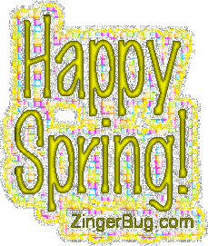 Click to get the codes for this image. Happy Spring Yellow Glitter, Spring Free Image, Glitter Graphic, Greeting or Meme for Facebook, Twitter or any forum or blog.