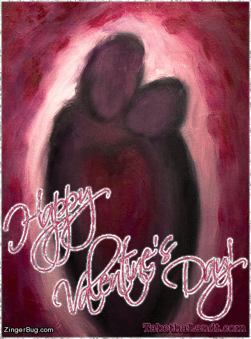 Click to get the codes for this image. Happy Valentines Day Tabetha Landt Lovers Painting, Valentines Day Free Image, Glitter Graphic, Greeting or Meme for Facebook, Twitter or any forum or blog.