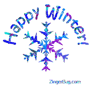 Click to get the codes for this image. Happy Winter Blue Snowflake, Winter Free Image, Glitter Graphic, Greeting or Meme for Facebook, Twitter or any forum or blog.
