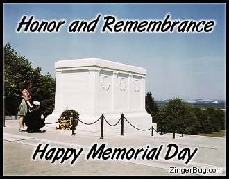 Click to get the codes for this image. Photo of a couple laying a wreath at the tomb of the unknow soldier with the comment: Honor and Remembrance. Happy Memorial Day.