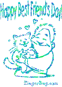 Click to get the codes for this image. Glitter graphic of a guy hugging a cat with the comment: Happy best Friend's Day!