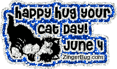 Click to get the codes for this image. Happy Hug Your Cat Day! June 4, Hug Your Cat Day Free Image, Glitter Graphic, Greeting or Meme for Facebook, Twitter or any forum or blog.