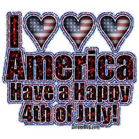Click to get the codes for this image. I Heart America Happy 4th Of July, 4th of July Free Image, Glitter Graphic, Greeting or Meme for Facebook, Twitter or any forum or blog.