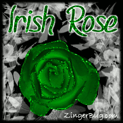 Click to get the codes for this image. This saint patrick's glitter graphic shows a beautiful green rose with glitter on the tips of the petals. The comment reads: Irish Rose
