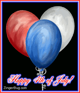 Click to get the codes for this image. Red, White and Blue animated balloons with the comment: Happy 4th of July!