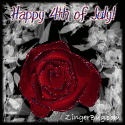 Click to get the codes for this image. Glittered red rose graphic. The comment reads: Happy 4th of July!
