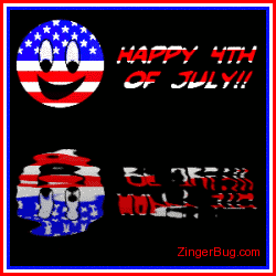 Click to get the codes for this image. Cute graphic of a patriotic smiley face reflected in an animated pool. The comment reads: Happy 4th of July!