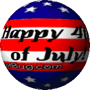 Click to get the codes for this image. Cute graphic of a patriotic 3D rotating smiley face with the comment: Happy 4th of July!