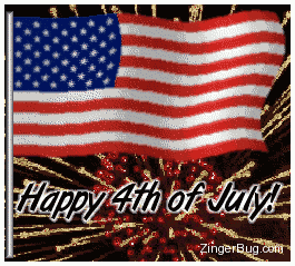 Click to get the codes for this image. July 4 Waving Flag With Fireworks, 4th of July Free Image, Glitter Graphic, Greeting or Meme for Facebook, Twitter or any forum or blog.