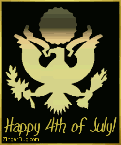 Click to get the codes for this image. This graphic features a rotating 3D gold eagle USA symbol. The comment reads: Happy 4th of July!