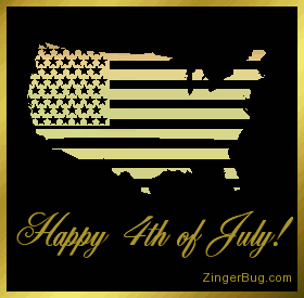 Click to get the codes for this image. This graphic features a 3D rotating American Flag in the shape  of the USA. Ths comment reads: Happy 4th of July!
