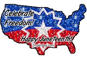 Click to get the codes for this image. Celebrate Freedom! Happy Juneteenth! Glittered Juneteenth flag in the shape of the USA