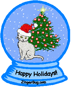 Click to get the codes for this image. Kitten Happy Holidays Snow Globe, Christmas Free Image, Glitter Graphic, Greeting or Meme for Facebook, Twitter or any forum or blog.