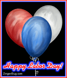 Click to get the codes for this image. Red White and Blue animated balloons with the comment: Happy Labor Day!