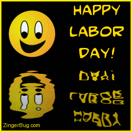 Click to get the codes for this image. Cute graphic of a smiley face reflected in an animated pool. The comment reads: Happy Labor Day!