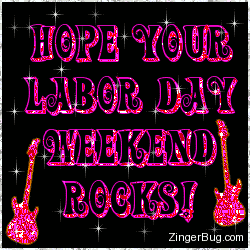 Click to get the codes for this image. Cute glitter graphic of 2 electric guitars with the comment: Hope your Labor Day Weekend Rocks!