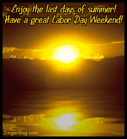 Click to get the codes for this image. This beautiful comment shows a sunrise reflected in an animated pool. The comment reads: Enjoy the last days of summer! Have a great Labor Day Weekend!