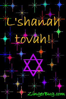 Click to get the codes for this image. L'shanah Tovah Colorful Stars, Rosh Hashanah Free Image, Glitter Graphic, Greeting or Meme for Facebook, Twitter or any forum or blog.