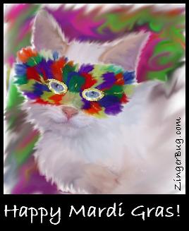 Click to get the codes for this image. Mardi Gras Cat Painting, Mardi Gras Free Image, Glitter Graphic, Greeting or Meme for Facebook, Twitter or any forum or blog.