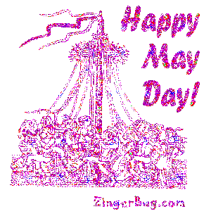 Click to get the codes for this image. Happy May Day Purple Maypole, May Day  Beltane Free Image, Glitter Graphic, Greeting or Meme for Facebook, Twitter or any forum or blog.