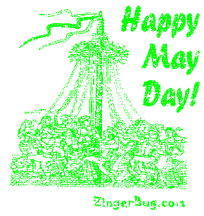 Click to get the codes for this image. Happy May Day! Green May pole, May Day  Beltane Free Image, Glitter Graphic, Greeting or Meme for Facebook, Twitter or any forum or blog.