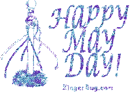 Click to get the codes for this image. Happy May Day Blue Glitter May Pole, May Day  Beltane Free Image, Glitter Graphic, Greeting or Meme for Facebook, Twitter or any forum or blog.