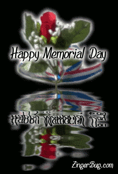 Click to get the codes for this image. Beautiful graphic of a single red rose with patriotic ribbon reflected in an animated pool. The comment reads: Happy Memorial Day!