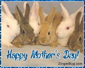 Click to get the codes for this image. Mother's Day Bunnies, Mothers Day Free Image, Glitter Graphic, Greeting or Meme for Facebook, Twitter or any forum or blog.