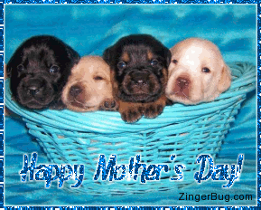 Click to get the codes for this image. Mother's Day Puppies, Mothers Day Free Image, Glitter Graphic, Greeting or Meme for Facebook, Twitter or any forum or blog.