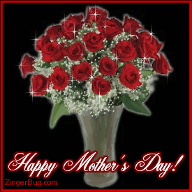 Click to get the codes for this image. This beautiful glitter graphic shows a bouquet of 2 dozen red roses with the comment: Happy Mother's Day!