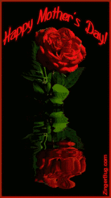 Click to get the codes for this image. This beautiful graphic shows a red rose reflected in an animated pool. The comment reads: Happy Mother's Day!