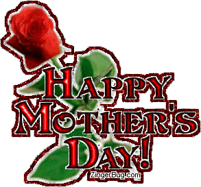 Click to get the codes for this image. Glitter graphic of a single red rose with the comment: Happy Mother's Day!