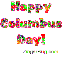 Click to get the codes for this image. Happy Columbus Day glitter text., Columbus Day Free Image, Glitter Graphic, Greeting or Meme for Facebook, Twitter or any forum or blog.