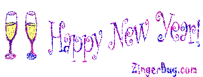 Click to get the codes for this image. Happy New Year Champaign Glasses Wiggle Text, New Years Day Free Image, Glitter Graphic, Greeting or Meme for Facebook, Twitter or any forum or blog.
