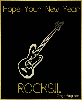 Click to get the codes for this image. Hope Your New Year Rocks 3d Guitar, New Years Day Free Image, Glitter Graphic, Greeting or Meme for Facebook, Twitter or any forum or blog.