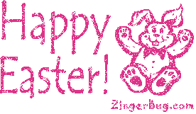 Click to get the codes for this image. Happy Easter Pink Easter Bunny, Easter Free Image, Glitter Graphic, Greeting or Meme for Facebook, Twitter or any forum or blog.