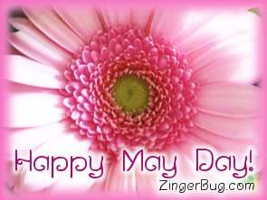 Click to get the codes for this image. Pink Flower Happy May Day, May Day  Beltane Free Image, Glitter Graphic, Greeting or Meme for Facebook, Twitter or any forum or blog.