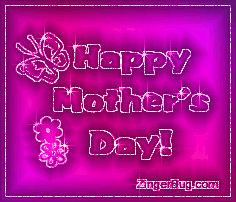 Click to get the codes for this image. Glitter Graphic with butterfly and flowers. The comment reads: Happy Mother's Day!