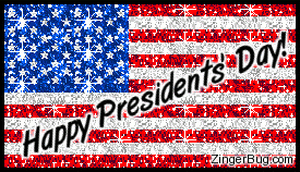 Click to get the codes for this image. Glitter graphic of the American Flag with the comment: Happy Presidents' Day!