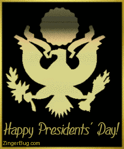 Click to get the codes for this image. 3D graphic of a patriotic golden eagle with the comment: Happy President's Day!